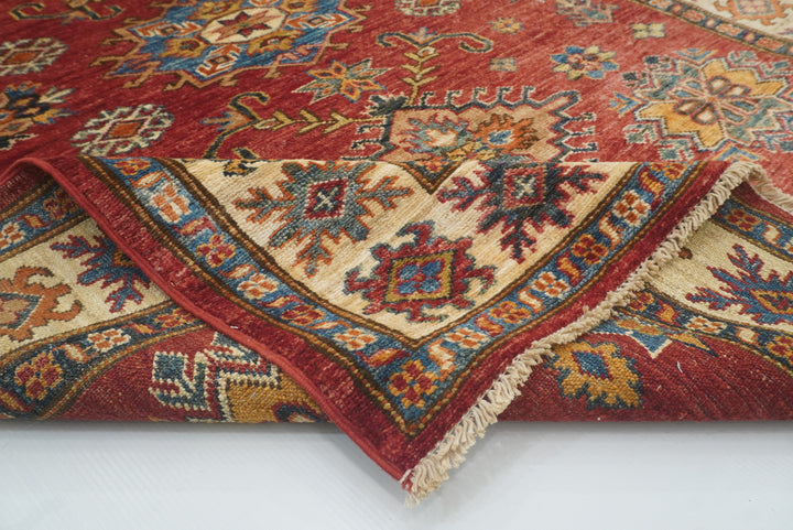 4x6 Red Kazak Hand Knotted Afghan Geometric Rug - Yildiz Rugs
