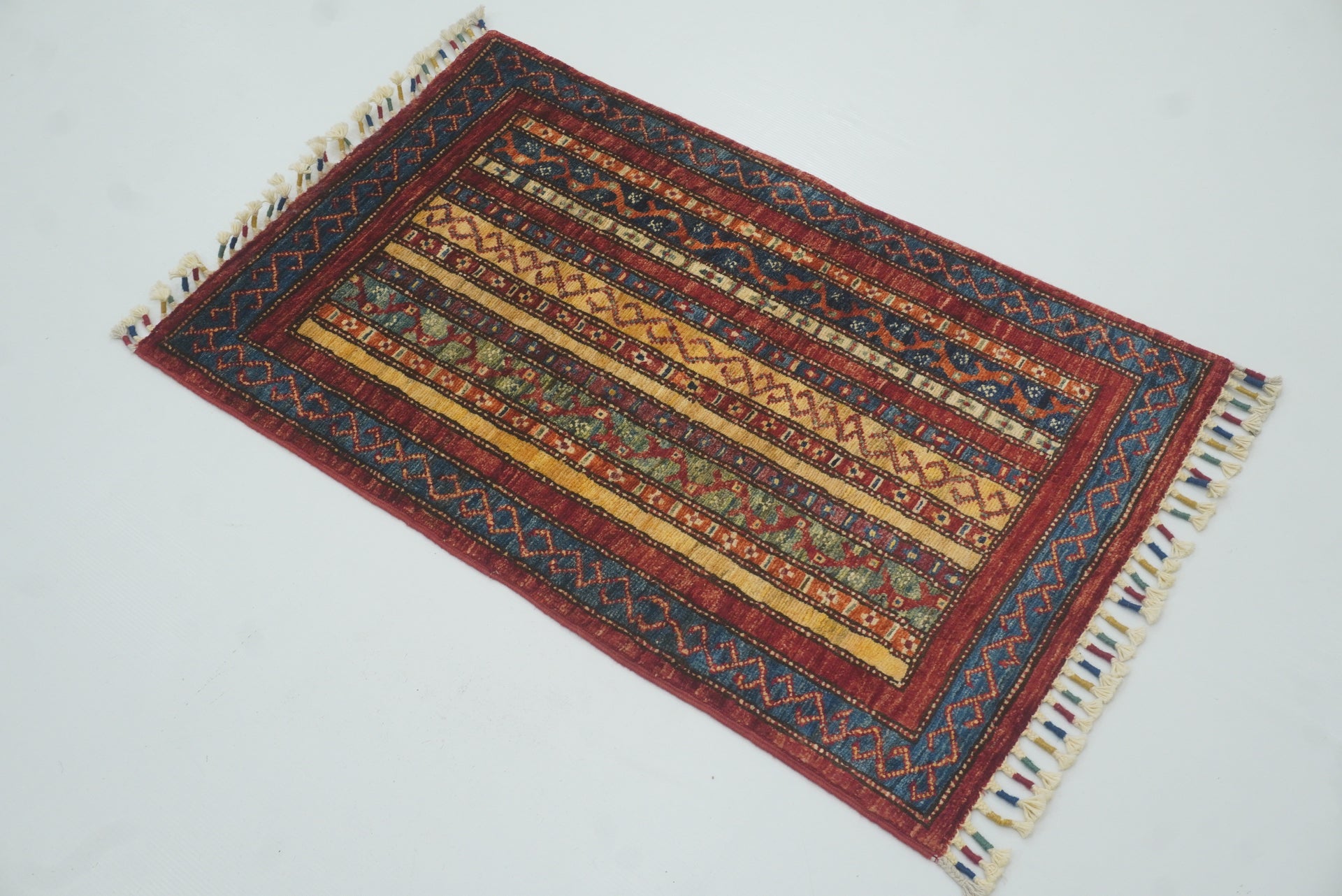 2x3 Red Turkish Hand-Knotted Wool Rug