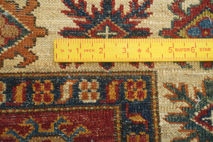 4x6 Red Kazak Hand Knotted Afghan Geometric Rug - Yildiz Rugs