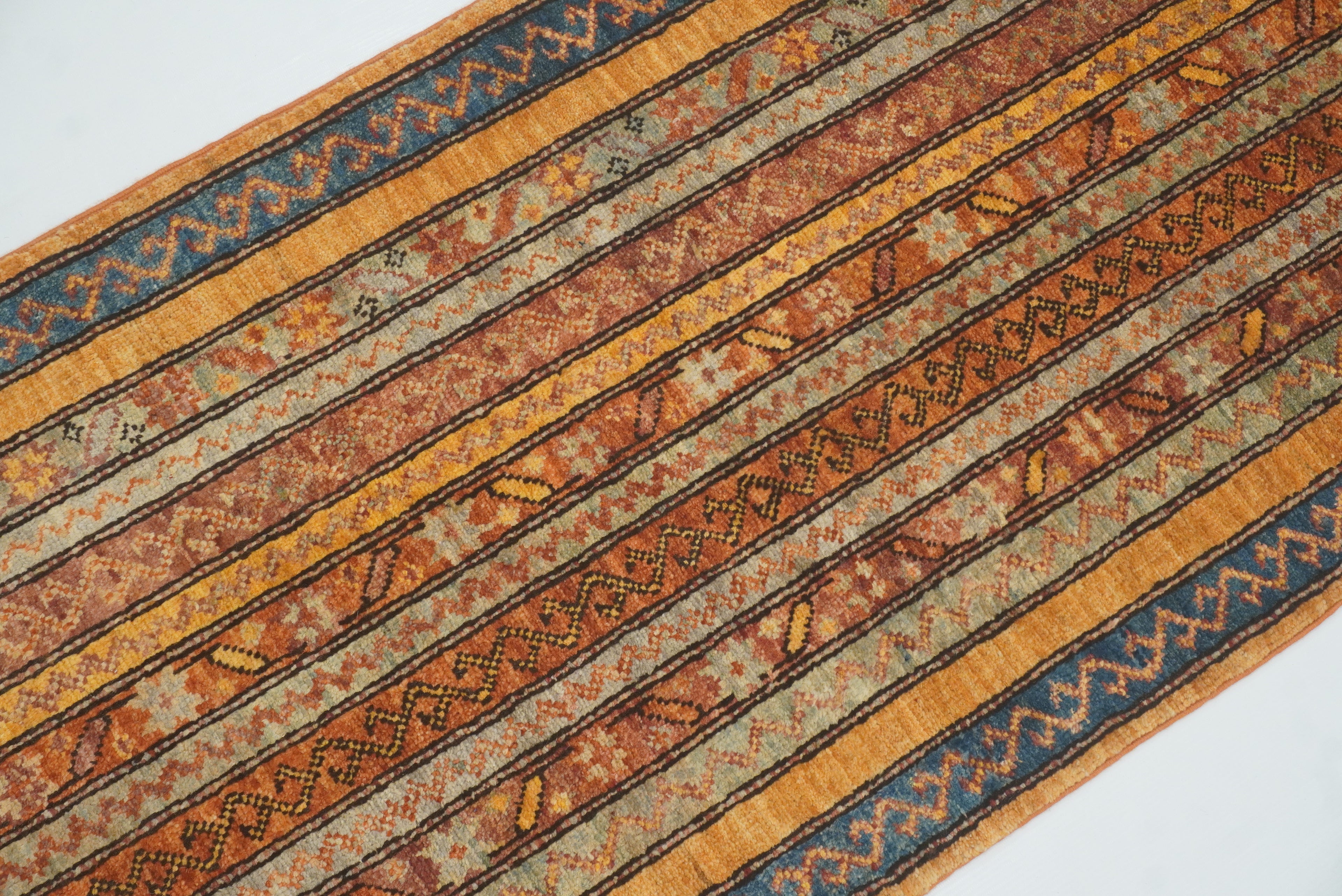 2x5 Orange Shaal Turkish Hand knotted Runner Rug - Yildiz Rugs