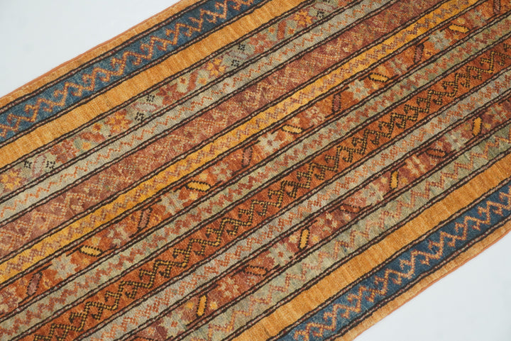 2x5 Orange Shaal Turkish Hand knotted Runner Rug - Yildiz Rugs