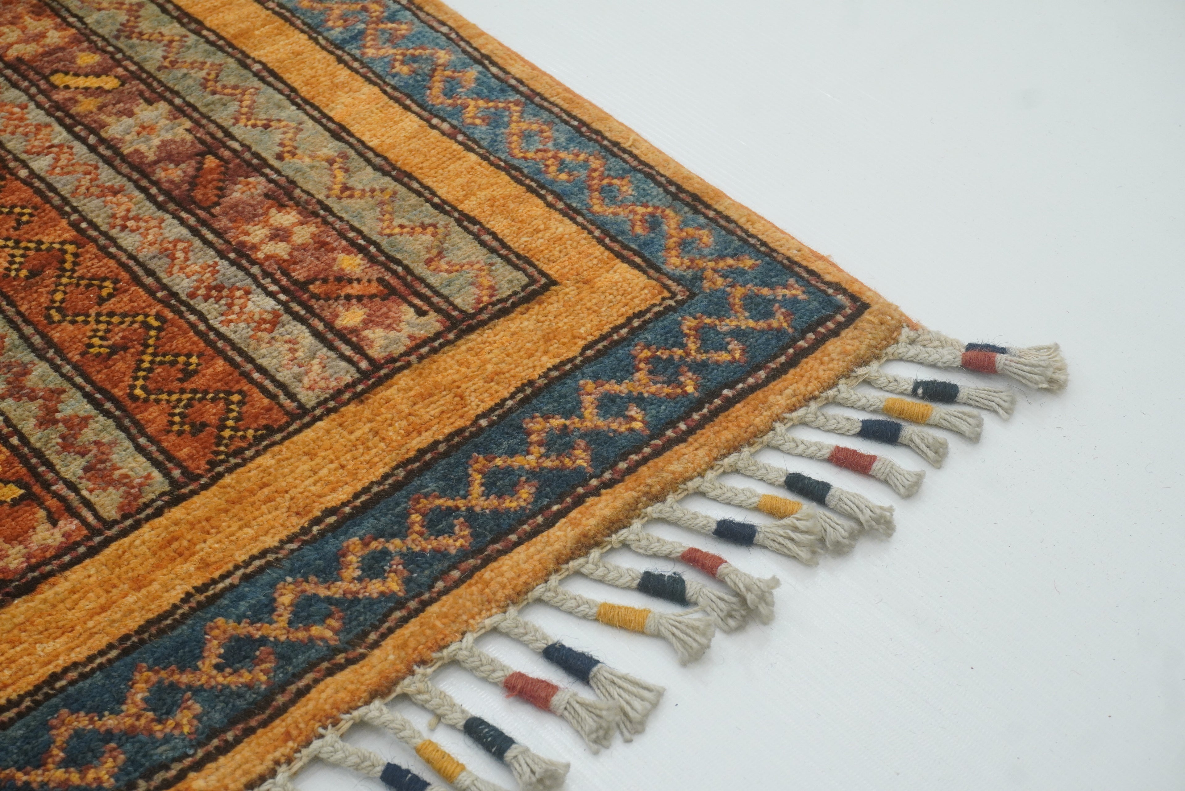 2x5 Orange Shaal Turkish Hand knotted Runner Rug - Yildiz Rugs