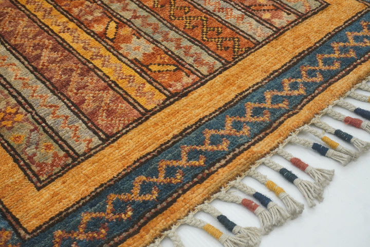 2x5 Orange Shaal Turkish Hand knotted Runner Rug - Yildiz Rugs