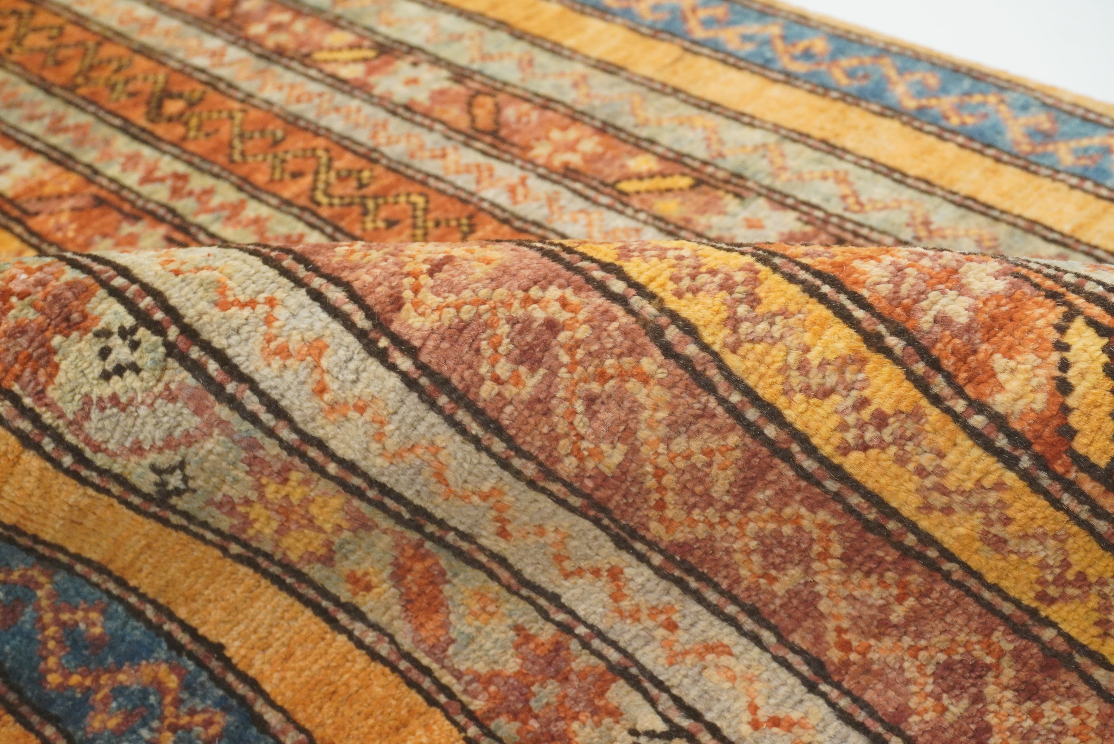 2x5 Orange Shaal Turkish Hand knotted Runner Rug - Yildiz Rugs