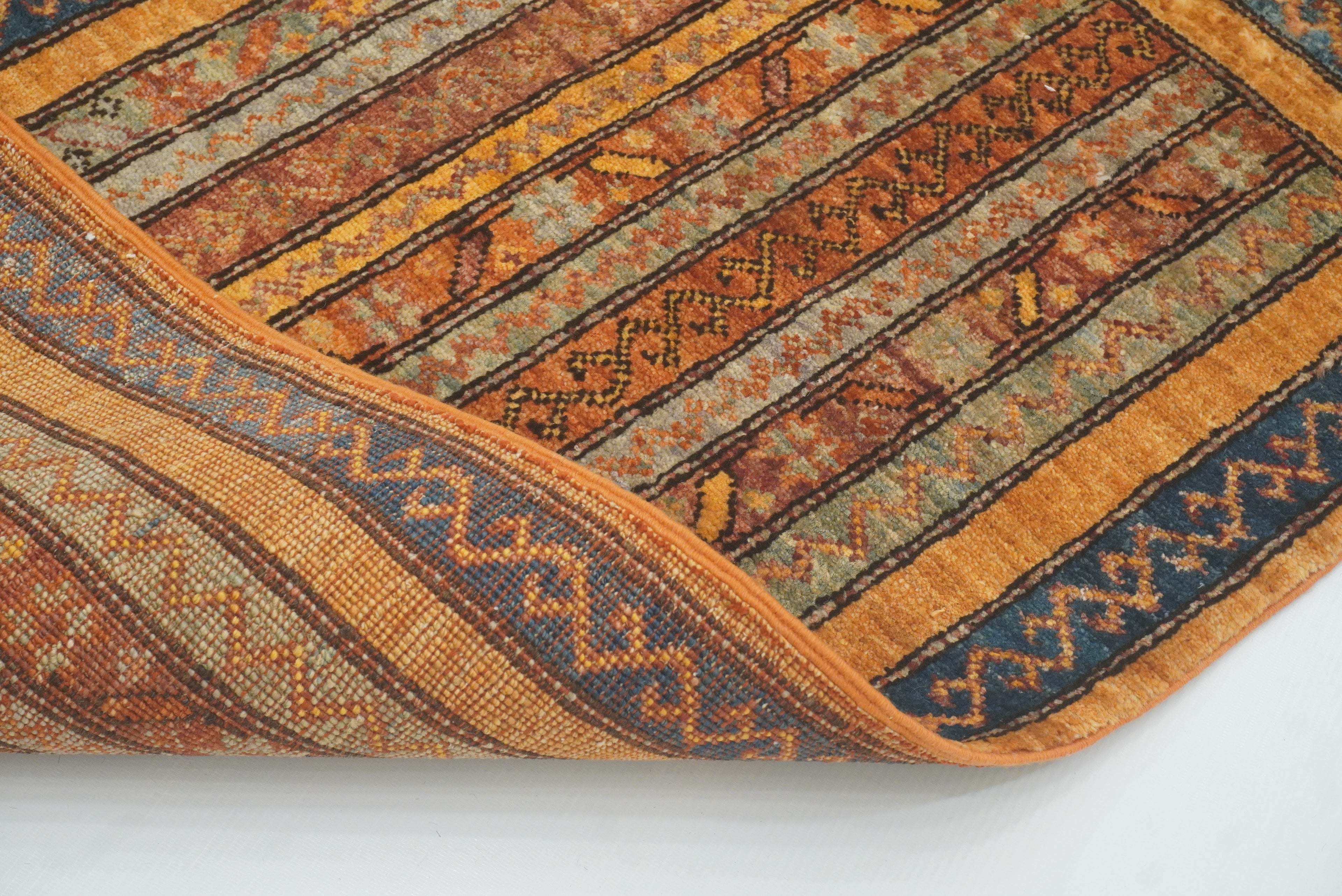2x5 Orange Shaal Turkish Hand knotted Runner Rug - Yildiz Rugs