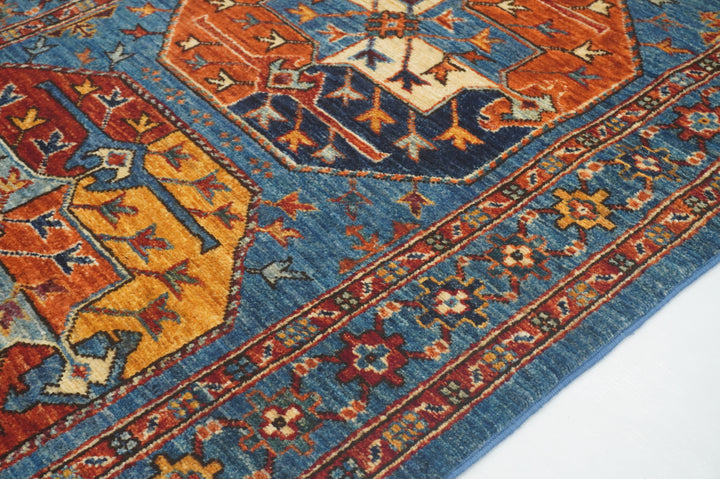 3x6 Blue Ersari Turkmen Afghan Hand knotted Runner Rug