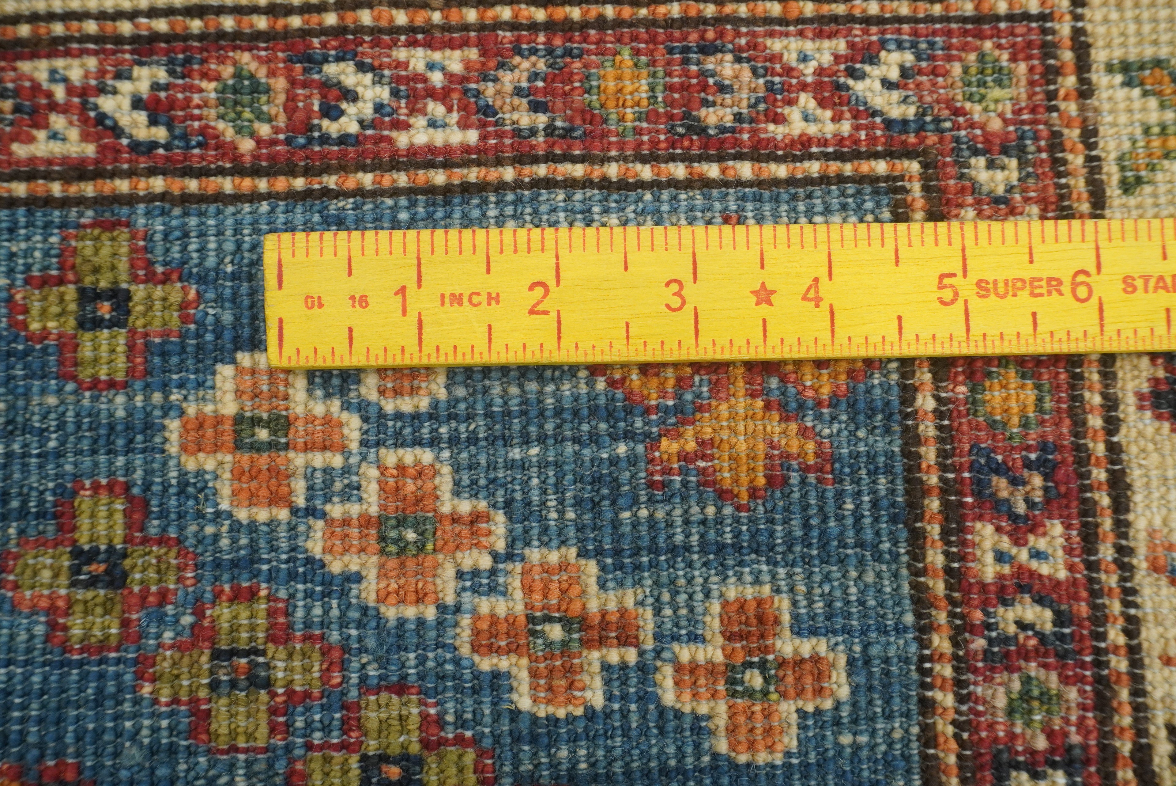 10 ft Kazak Blue Afghan Hand Knotted Runner Rug - Yildiz Rugs