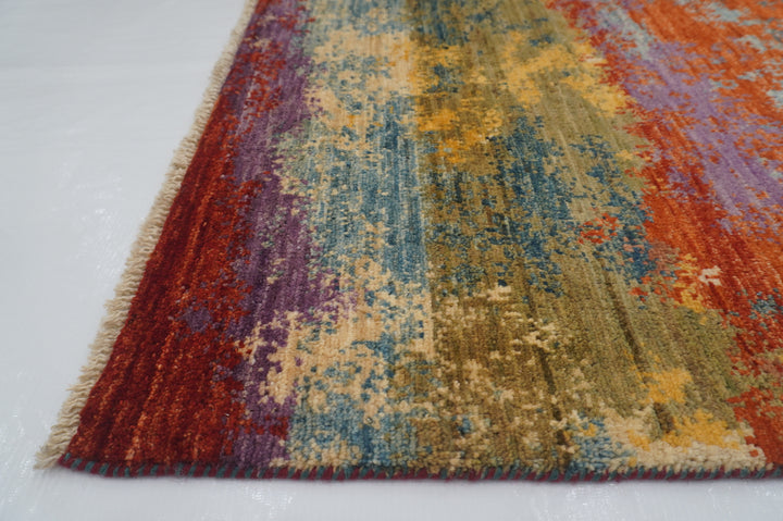 8x10 Modern Multicolor Afghan knotted Contemporary abstract Rug