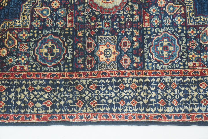 7 ft Mamluk Navy Blue Hand-Knotted Runner Rug - Yildiz Rugs