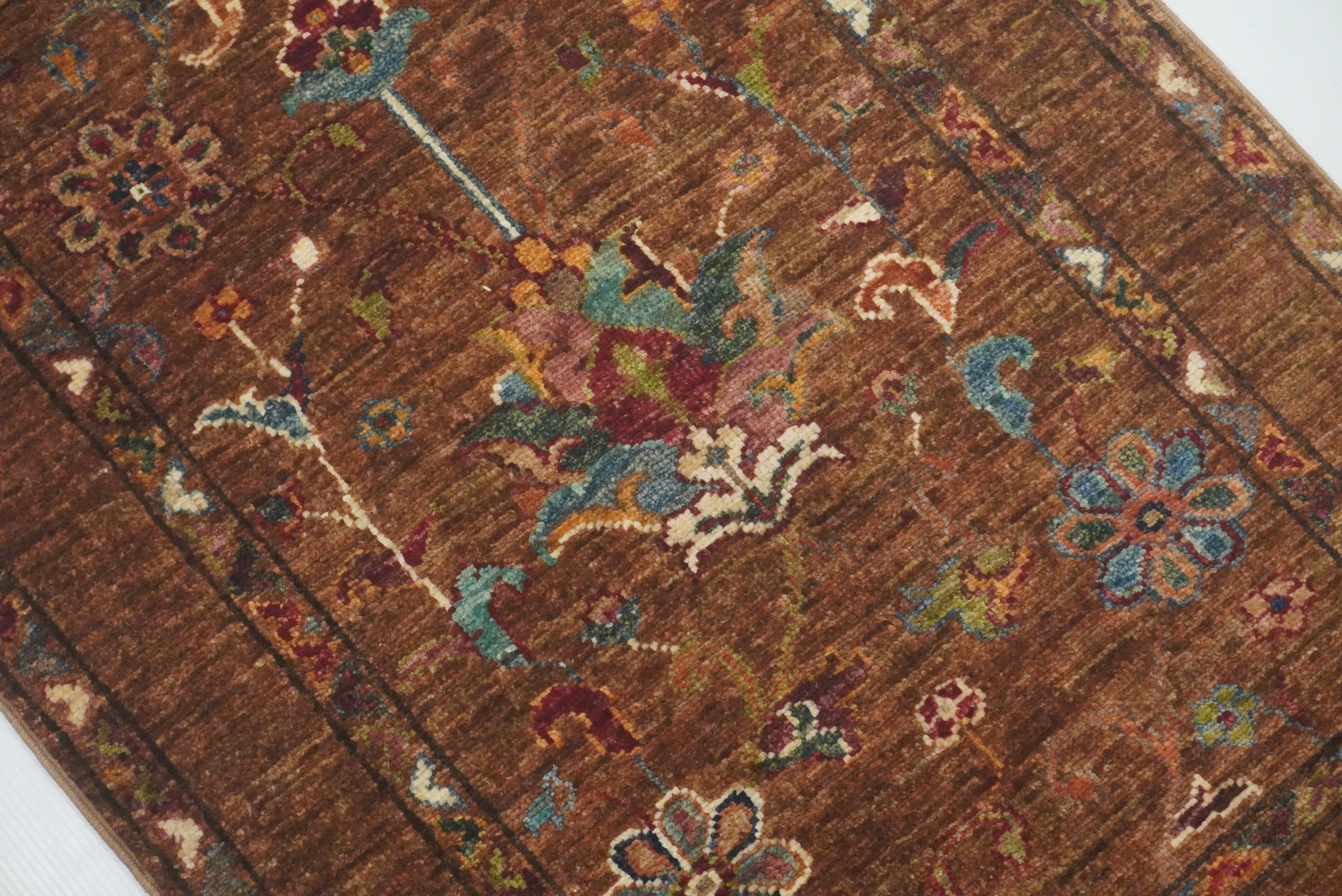 2x3 Brown Waziri Afghan Hand Knotted Rug - Yildiz Rugs