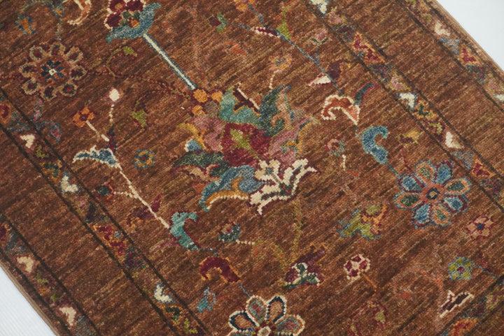 2x3 Brown Waziri Afghan Hand Knotted Rug - Yildiz Rugs