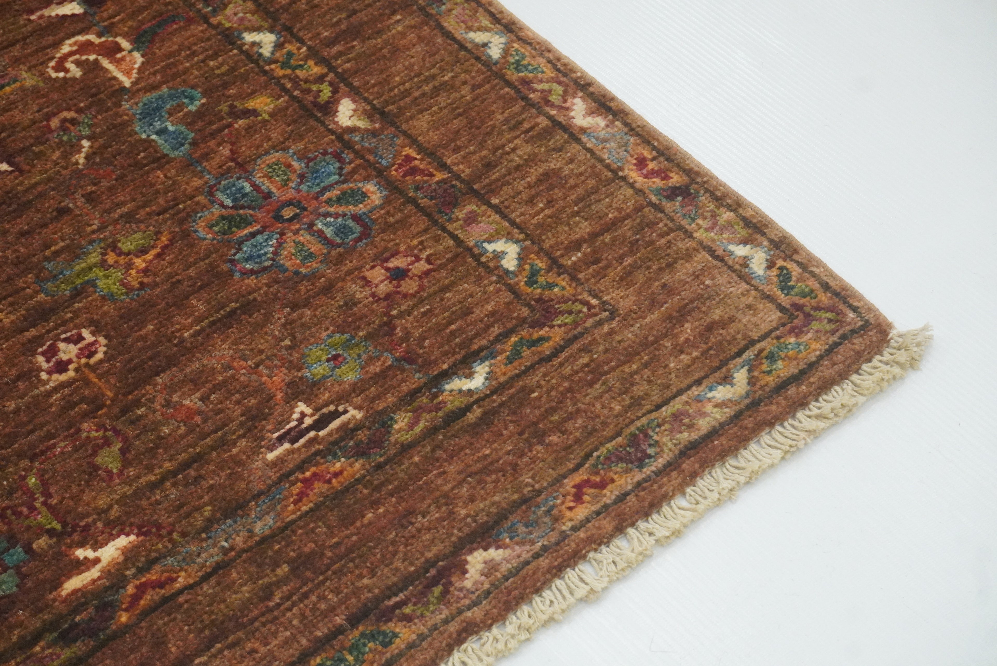2x3 Brown Waziri Afghan Hand Knotted Rug - Yildiz Rugs
