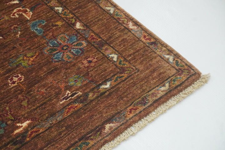 2x3 Brown Waziri Afghan Hand Knotted Rug - Yildiz Rugs