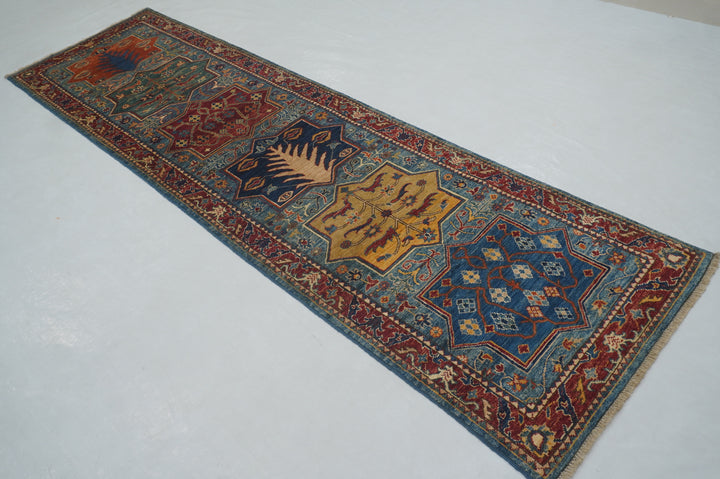 3x10 Blue Bakhtiari Afghan hand knotted Tribal Runner Rug