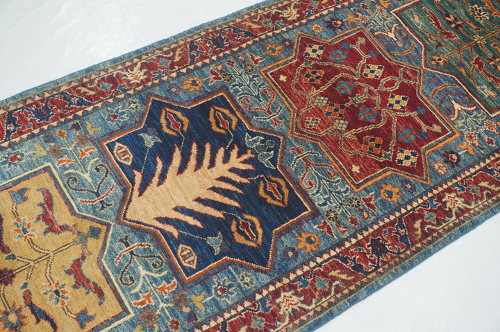 3x10 Blue Bakhtiari Afghan hand knotted Tribal Runner Rug