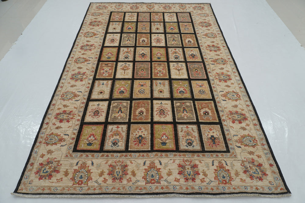 6x9 Black Vintage Bakhtiari Afghan Hand Knotted Oriental Rug - Yildiz Rugs