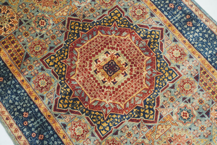 4x6 Blue Mamluk Hand-Knotted Medallion Rug - Yildiz Rugs