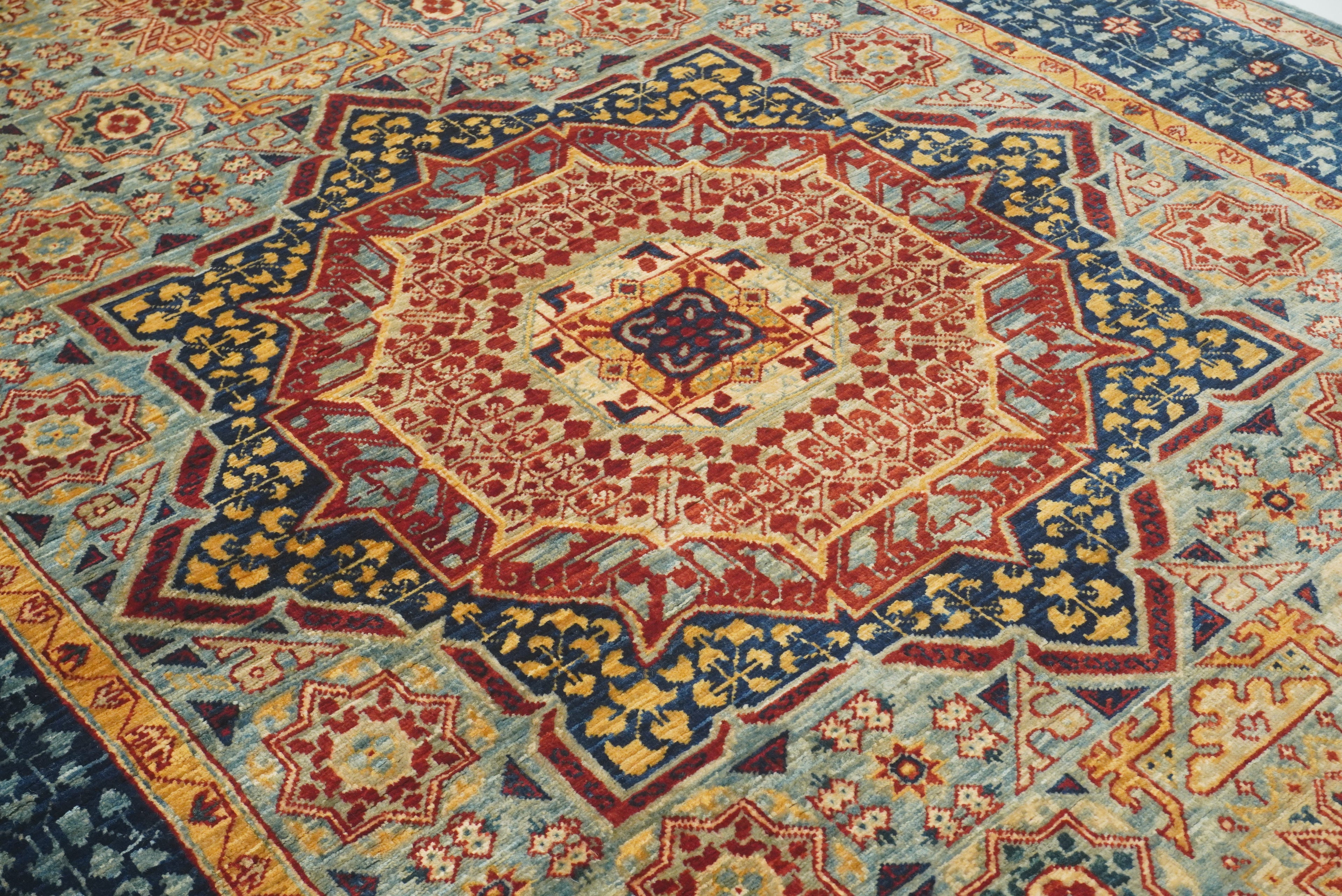 4x6 Blue Mamluk Hand-Knotted Medallion Rug - Yildiz Rugs