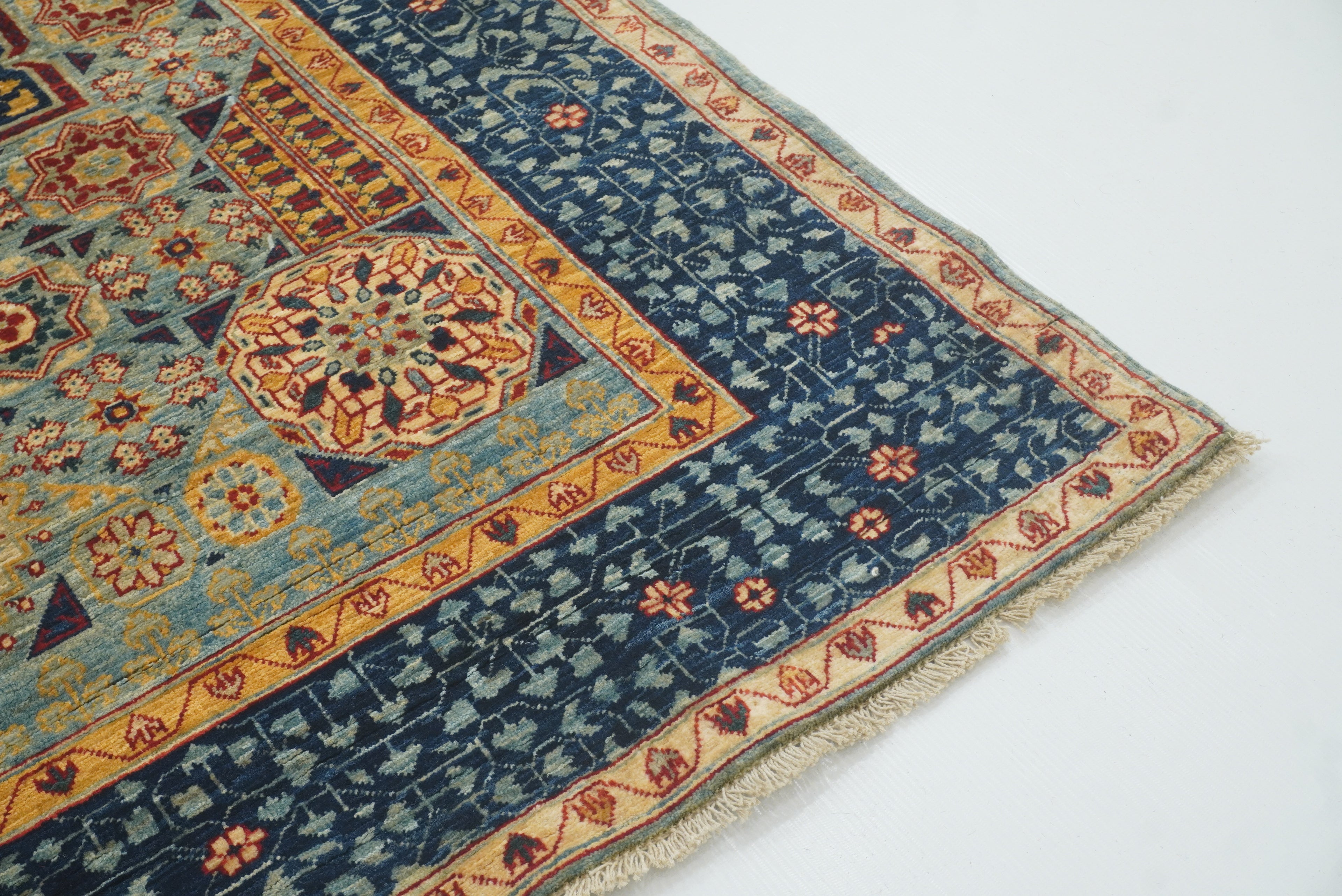 4x6 Blue Mamluk Hand-Knotted Medallion Rug - Yildiz Rugs