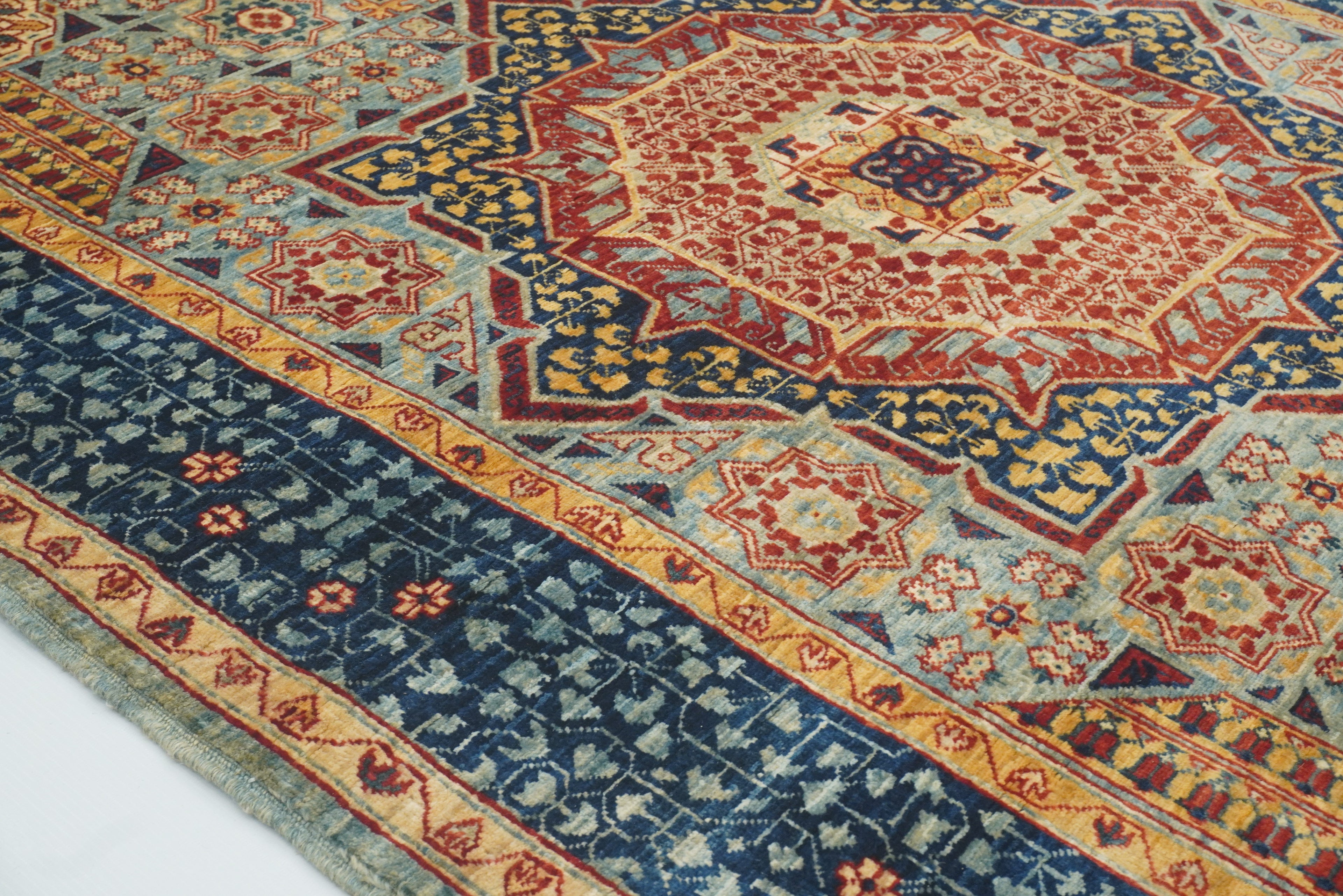 4x6 Blue Mamluk Hand-Knotted Medallion Rug - Yildiz Rugs