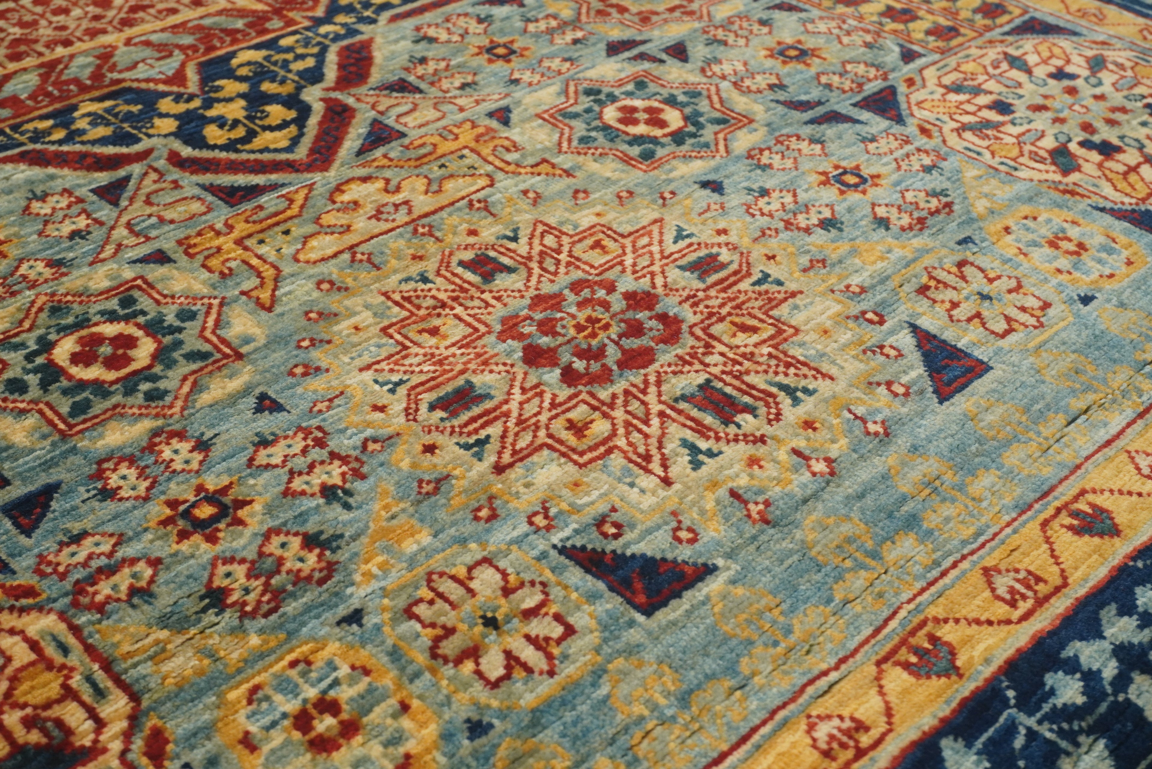 4x6 Blue Mamluk Hand-Knotted Medallion Rug - Yildiz Rugs