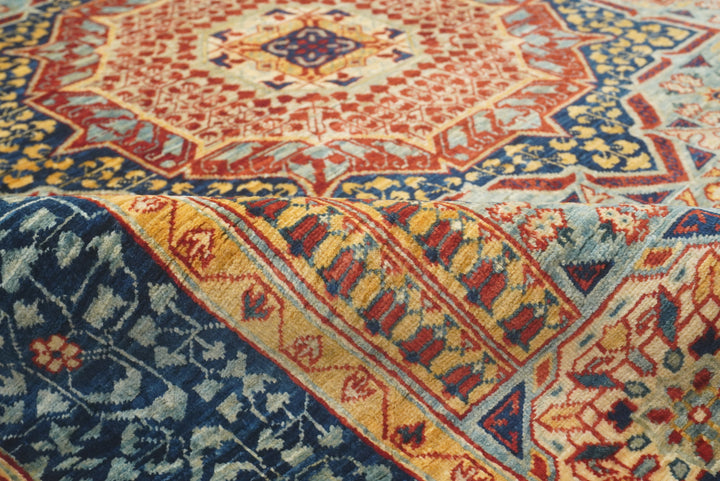 4x6 Blue Mamluk Hand-Knotted Medallion Rug - Yildiz Rugs