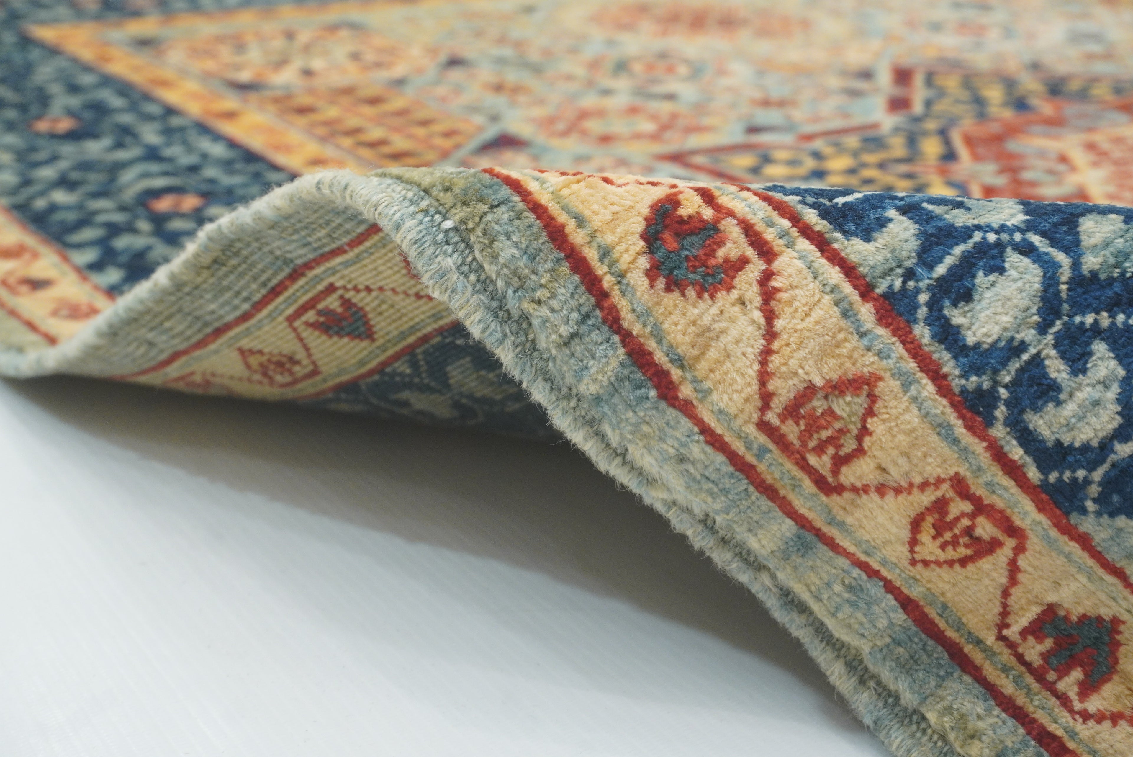 4x6 Blue Mamluk Hand-Knotted Medallion Rug - Yildiz Rugs