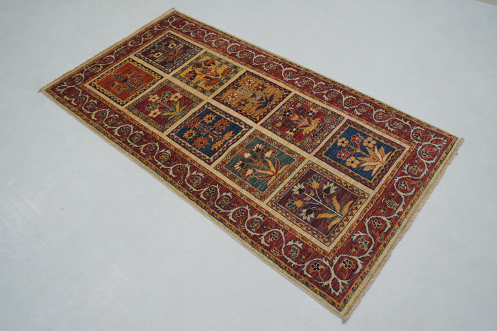 3x6 Beige Bakhtiyar Afghan Hand Knotted Runner Rug