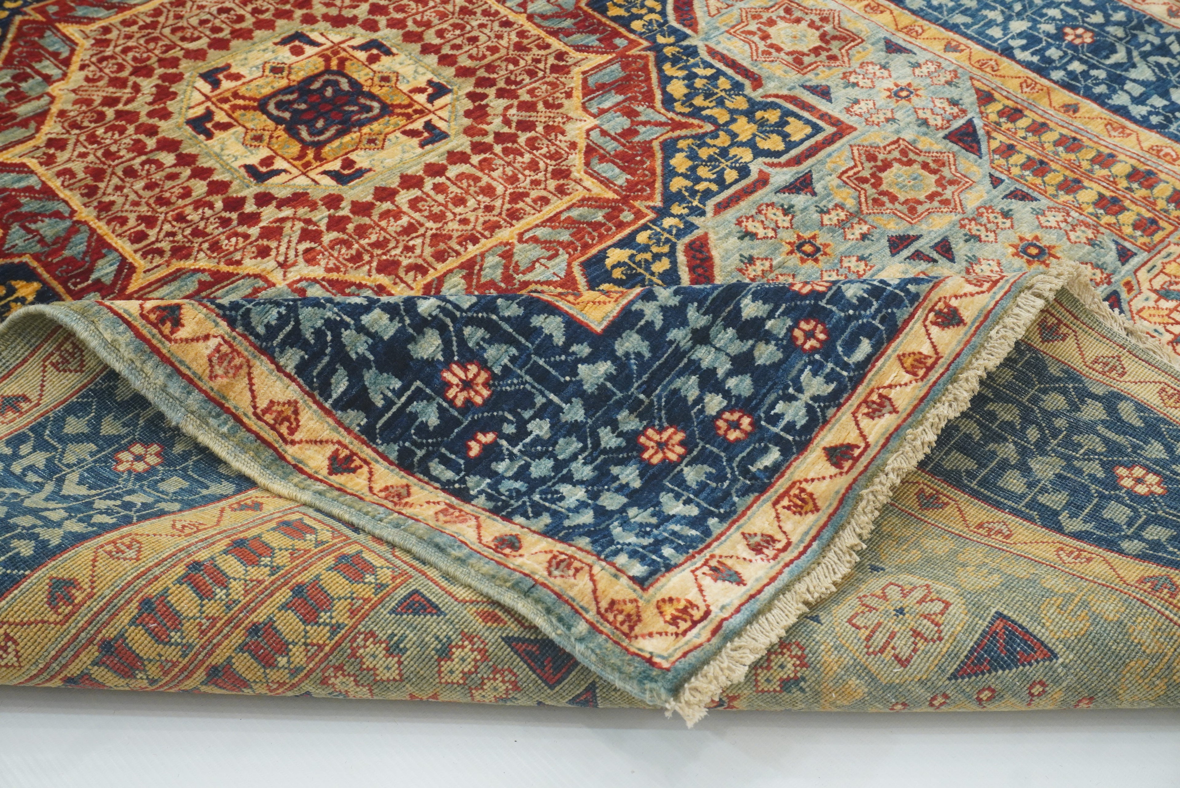 4x6 Blue Mamluk Hand-Knotted Medallion Rug - Yildiz Rugs