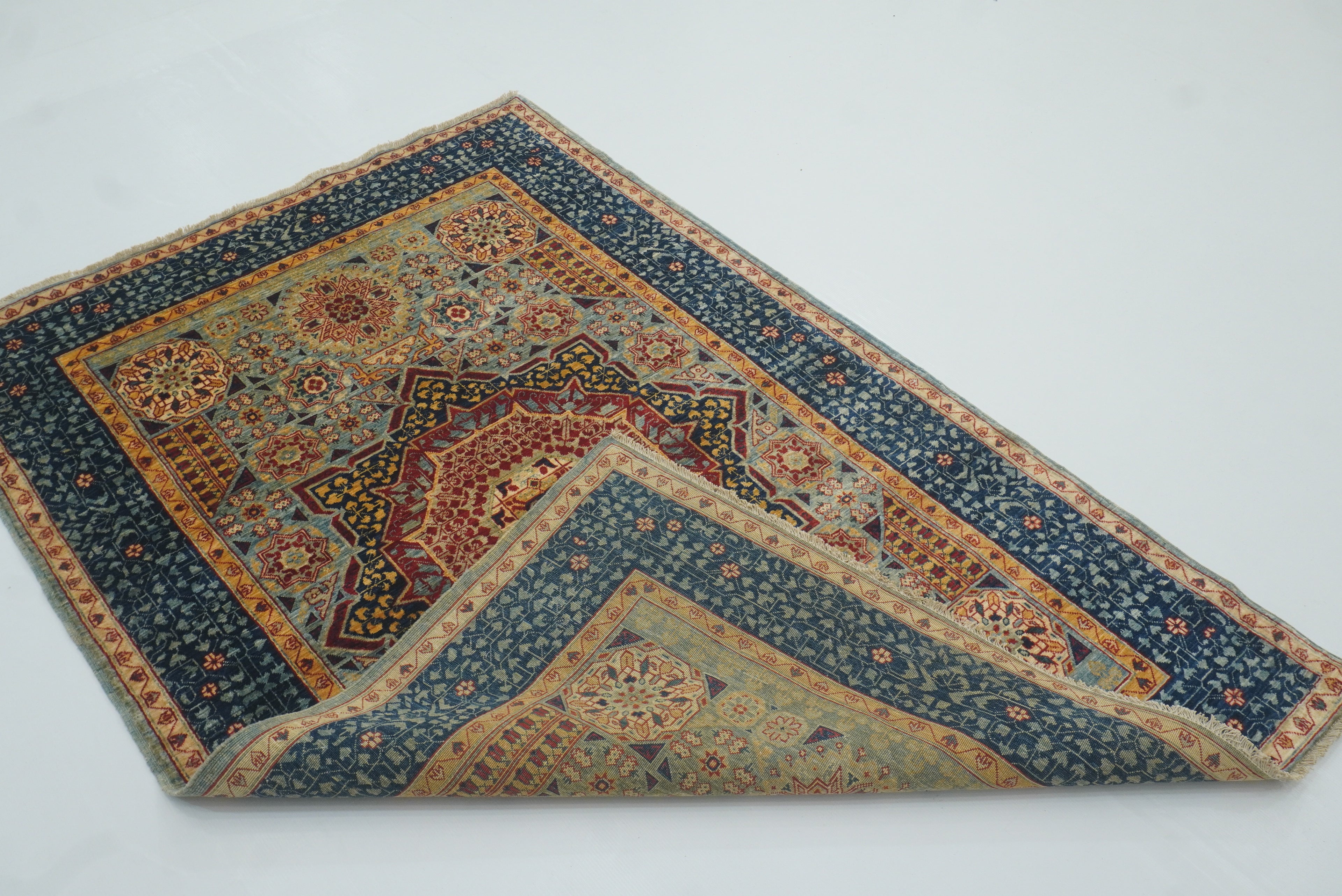 4x6 Blue Mamluk Hand-Knotted Medallion Rug - Yildiz Rugs