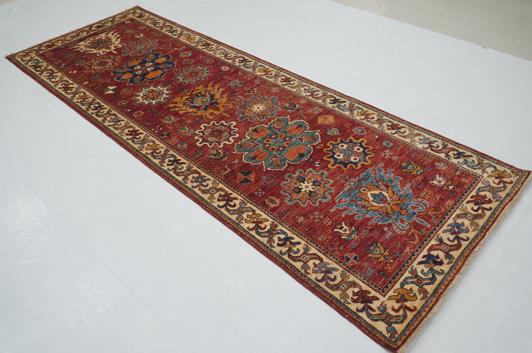 3 x 10 ft Red Serapi Afghan Hand knotted Oriental Runner Rug - Yildiz Rugs