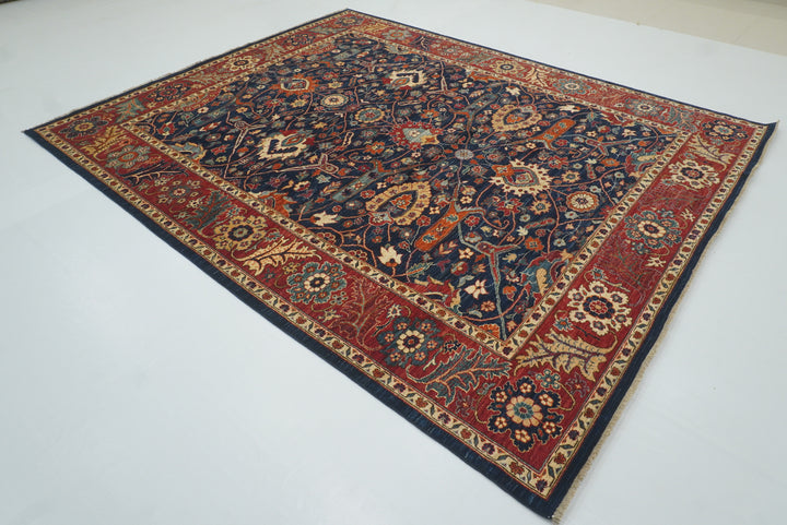 8x10 Serapi Navy Blue Hand Knotted Afghan Oriental Rug - Yildiz Rugs