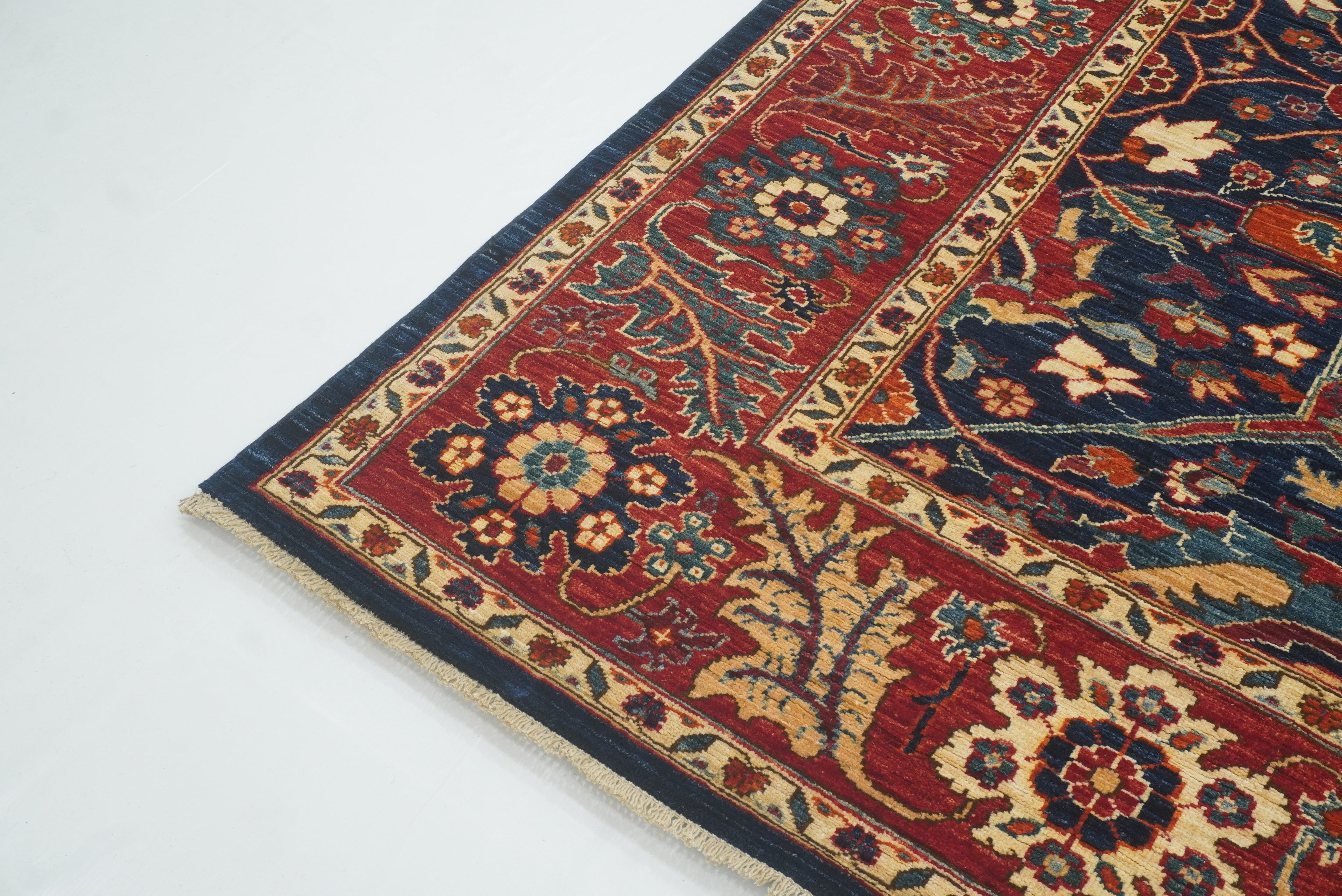 8x10 Serapi Navy Blue Hand Knotted Afghan Oriental Rug - Yildiz Rugs