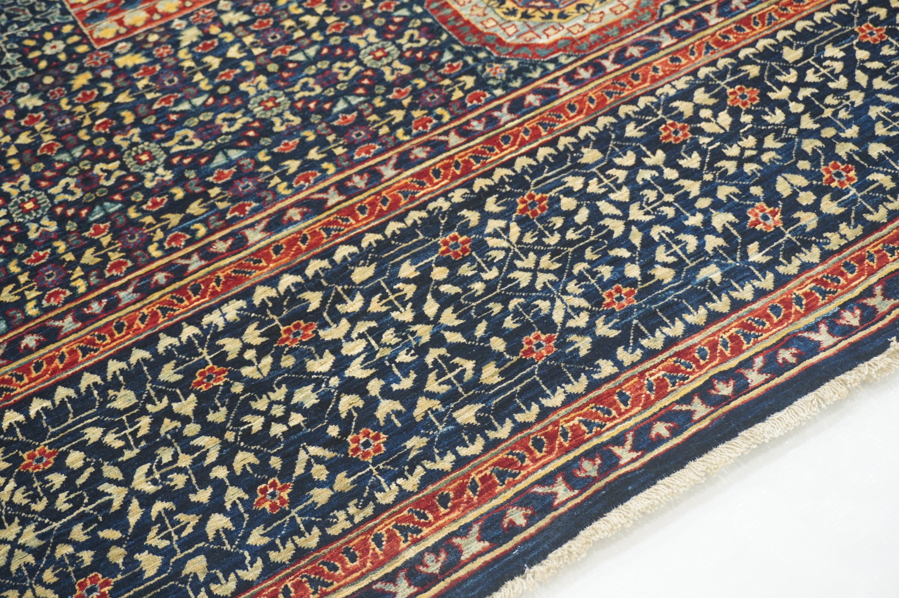 8x10 Navy Blue Turkish Mamluk Hand knotted Medallion Rug - Yildiz Rugs