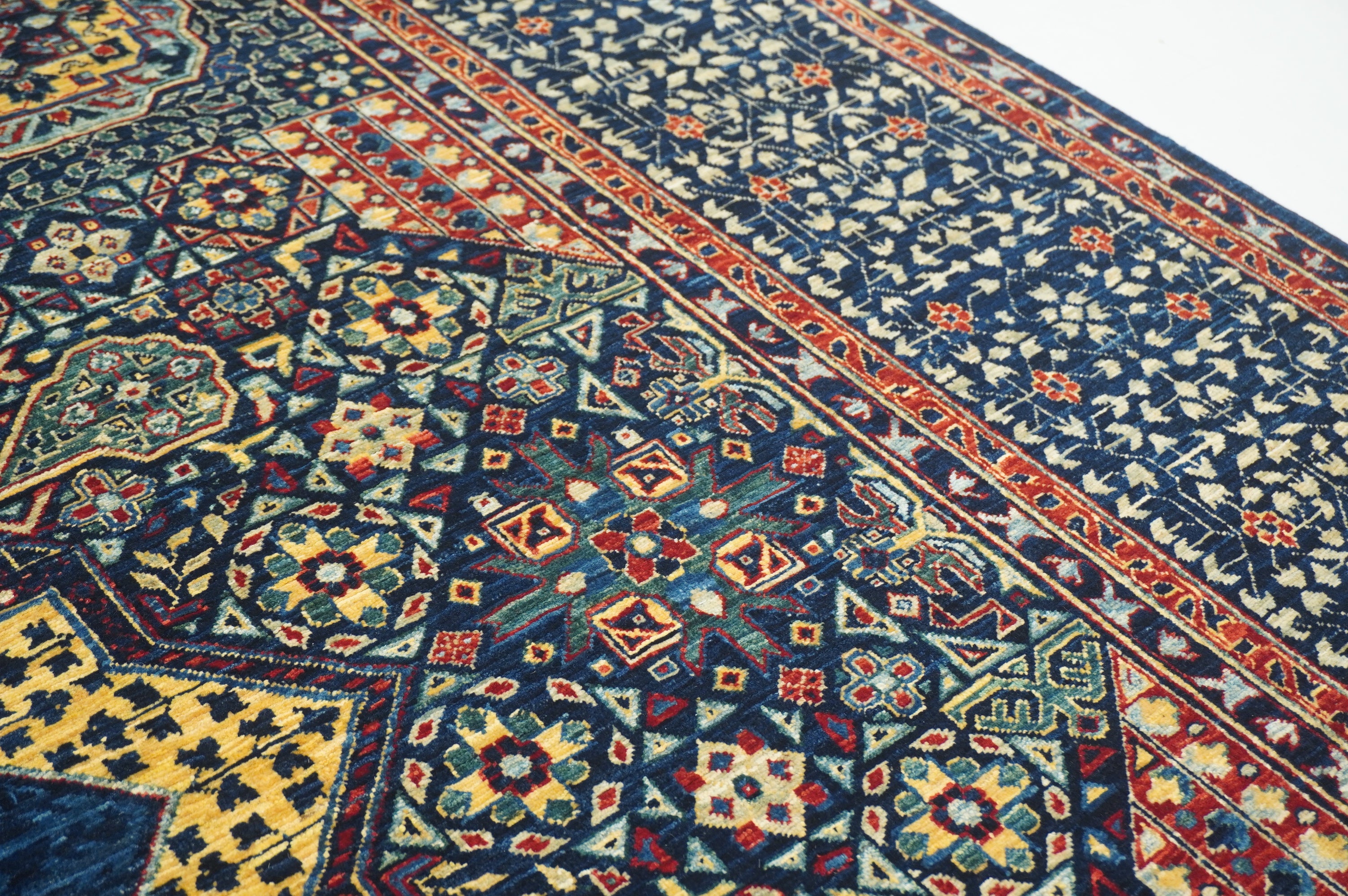 8x10 Navy Blue Turkish Mamluk Hand knotted Medallion Rug - Yildiz Rugs