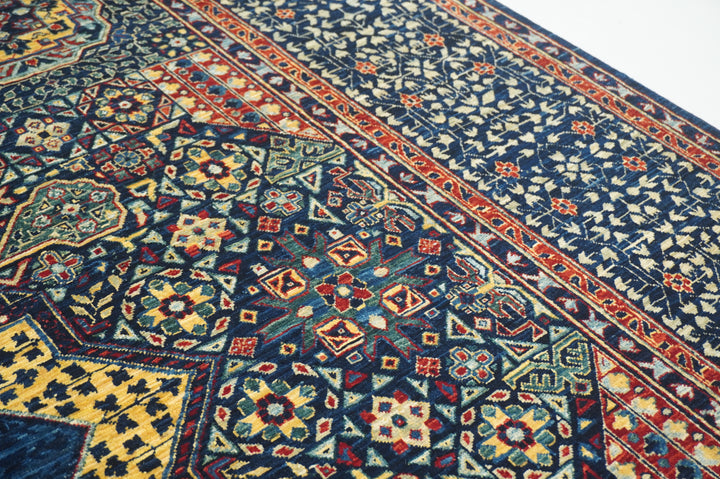 8x10 Navy Blue Turkish Mamluk Hand knotted Medallion Rug - Yildiz Rugs