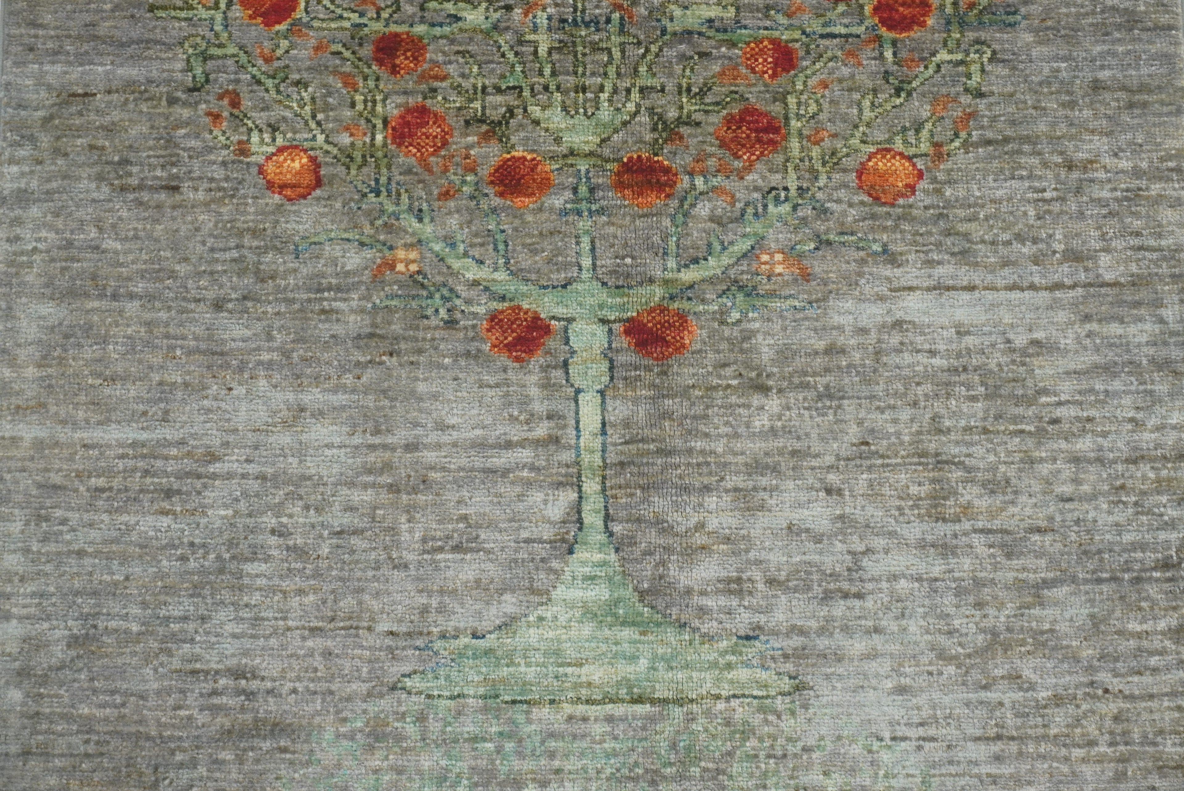 3x4 Tree of Life Blueish Gray Gabbeh Hand Knotted Afghan Rug - Yildiz Rugs