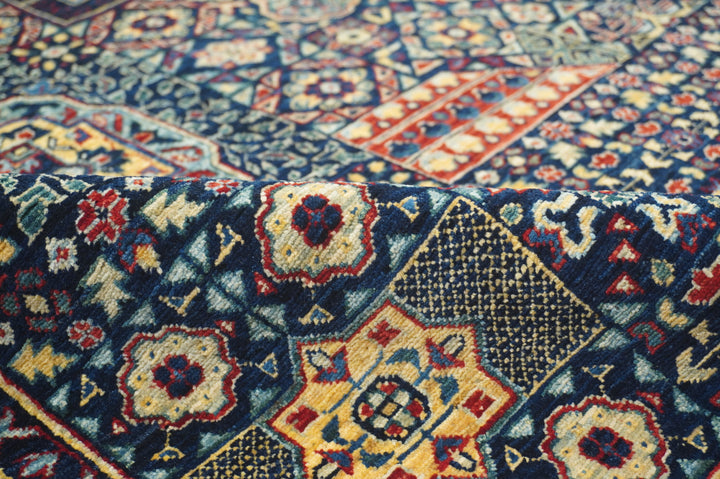 8x10 Navy Blue Turkish Mamluk Hand knotted Medallion Rug - Yildiz Rugs