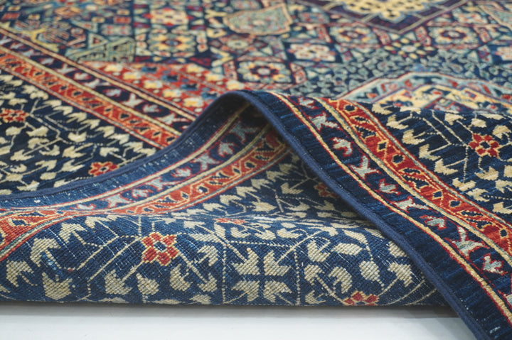 8x10 Navy Blue Turkish Mamluk Hand knotted Medallion Rug - Yildiz Rugs