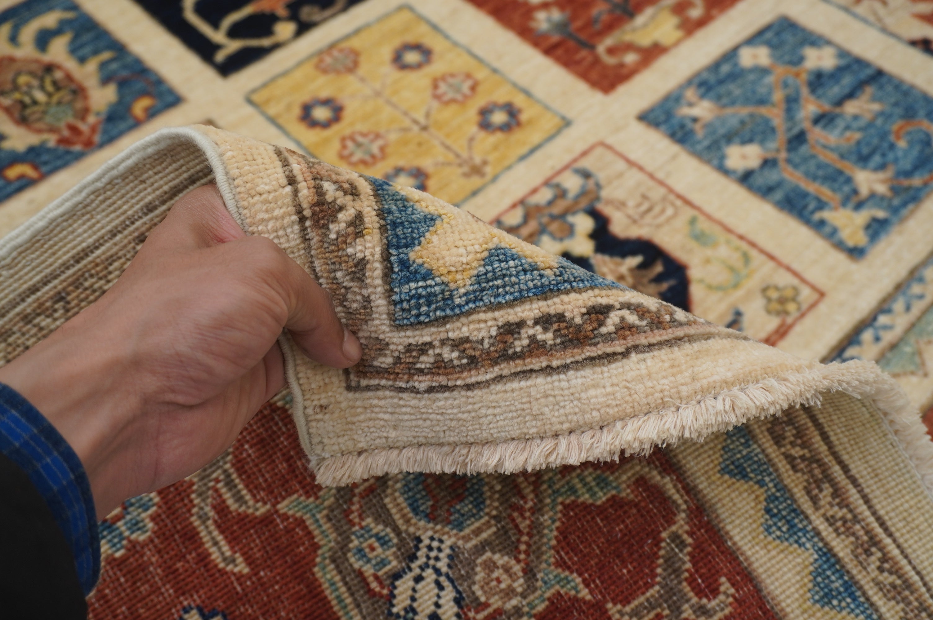 6x8 Beige Vintage Bakhtiari Afghan Hand Knotted Oriental Rug - Yildiz Rugs