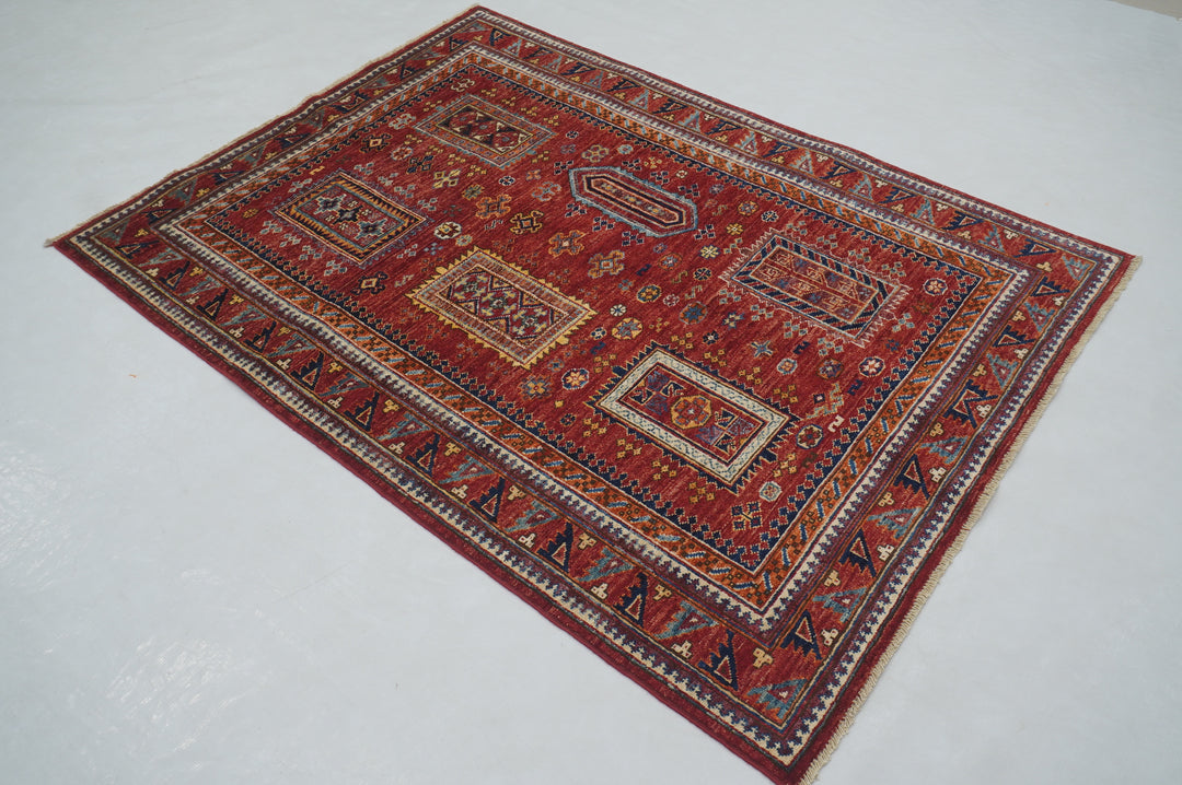 4x6 Red Baluch Afghan hand knotted Oriental Rug