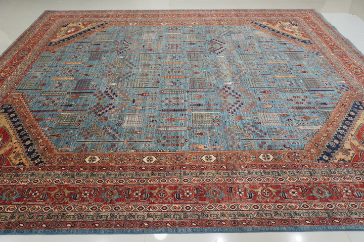 12x15 Blue Tribal Bakhshaish Area Rug - Afghan Hand knotted wool Tree of Life rug - Rugs for Living room - Oversize Oriental Rug 11'5"x14'4" - Yildiz Rugs