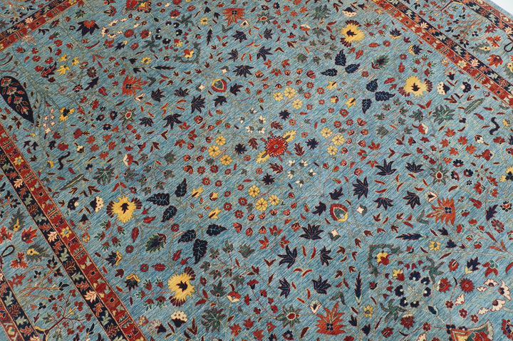 9x12 Blue Tree of Life Kashmir Afghan Hand knotted Rug - Yildiz Rugs