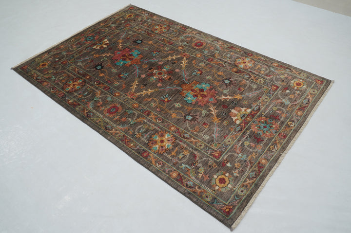 4x6 Gray Waziri Afghan Hand knotted Oriental Rug