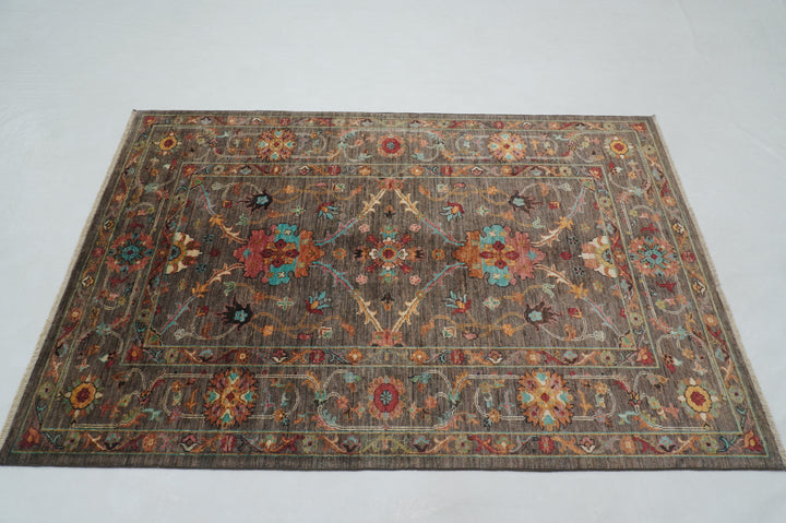 4x6 Gray Waziri Afghan Hand knotted Oriental Rug