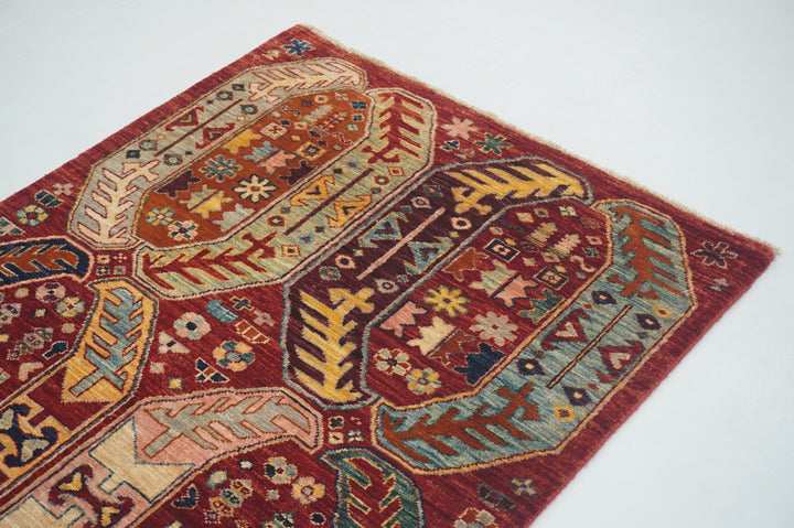 10 ft Red Baluch Tribal Afghan Hand knotted Runner Rug