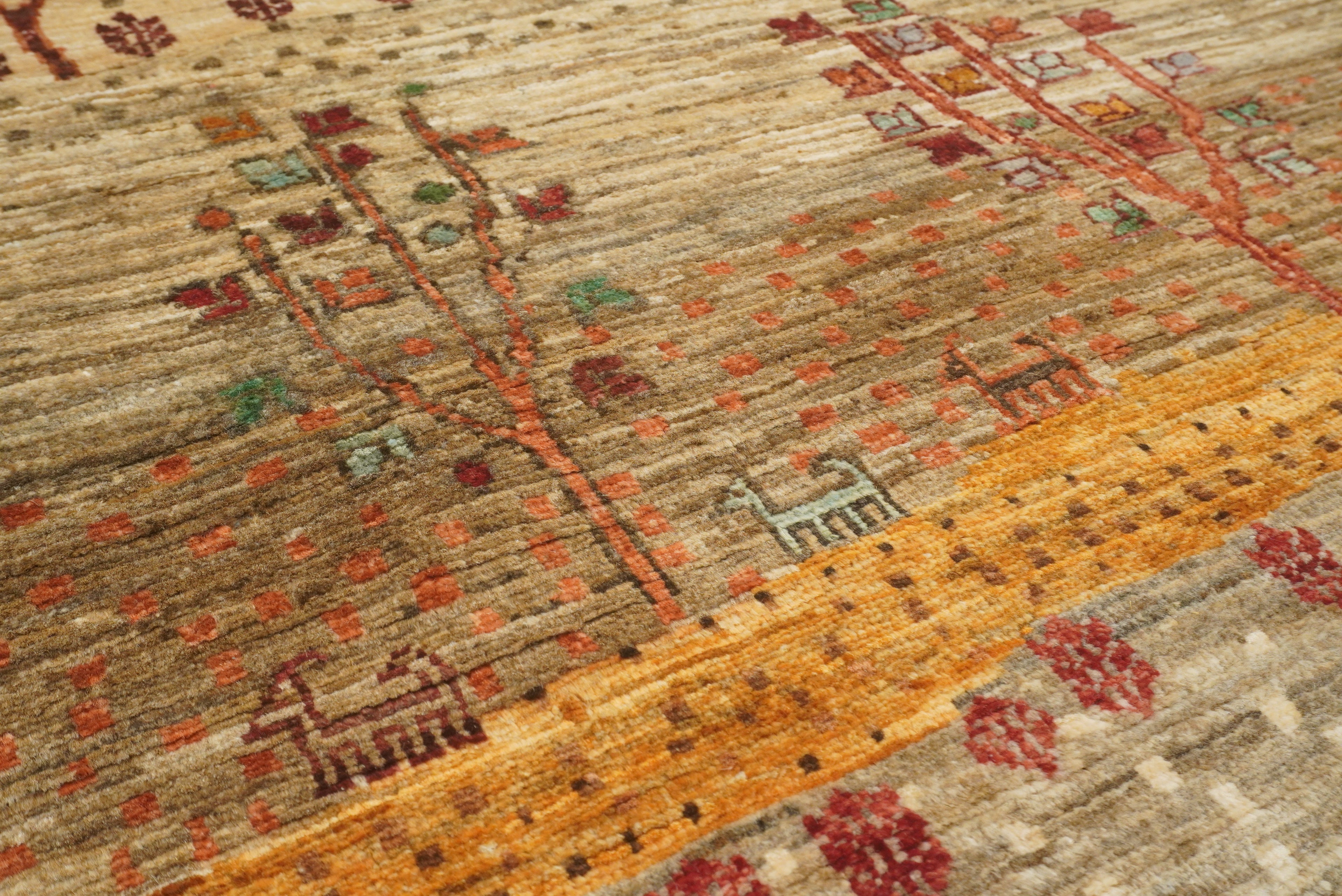 6x8 Landscape Gabbeh Beige Hand-Knotted Afghan Rug - Yildiz Rugs