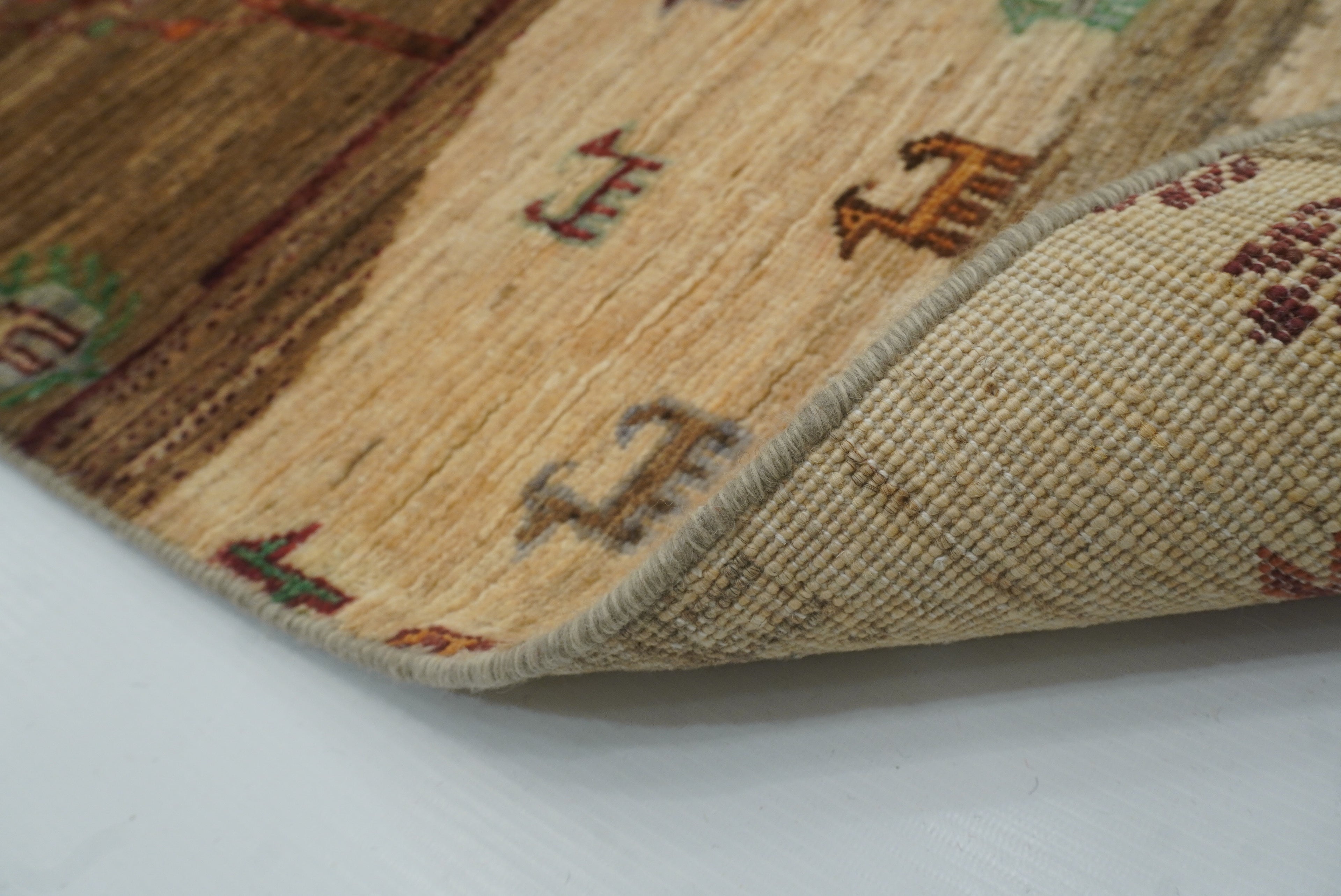 6x8 Landscape Gabbeh Beige Hand-Knotted Afghan Rug - Yildiz Rugs
