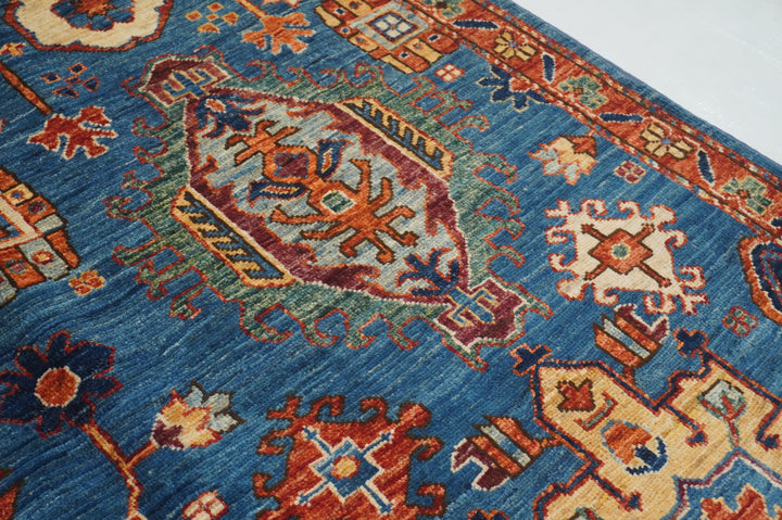 4x6 Blue Karaja Heriz Afghan Hand knotted Oriental Rug