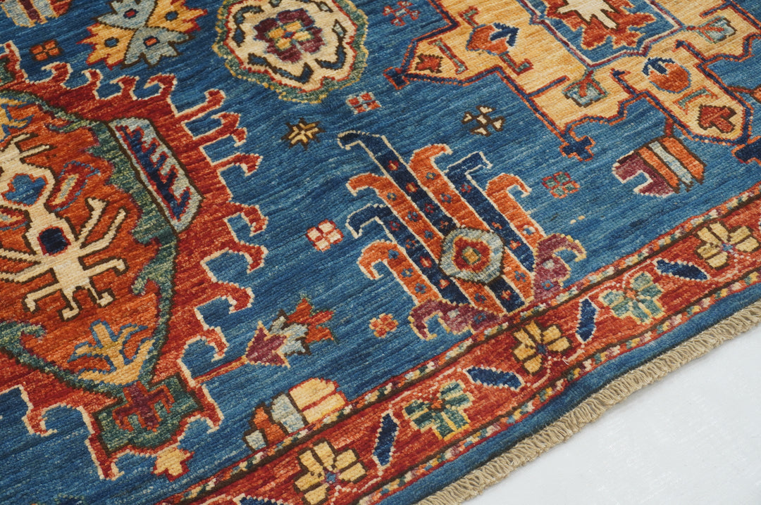 4x6 Blue Karaja Heriz Afghan Hand knotted Oriental Rug